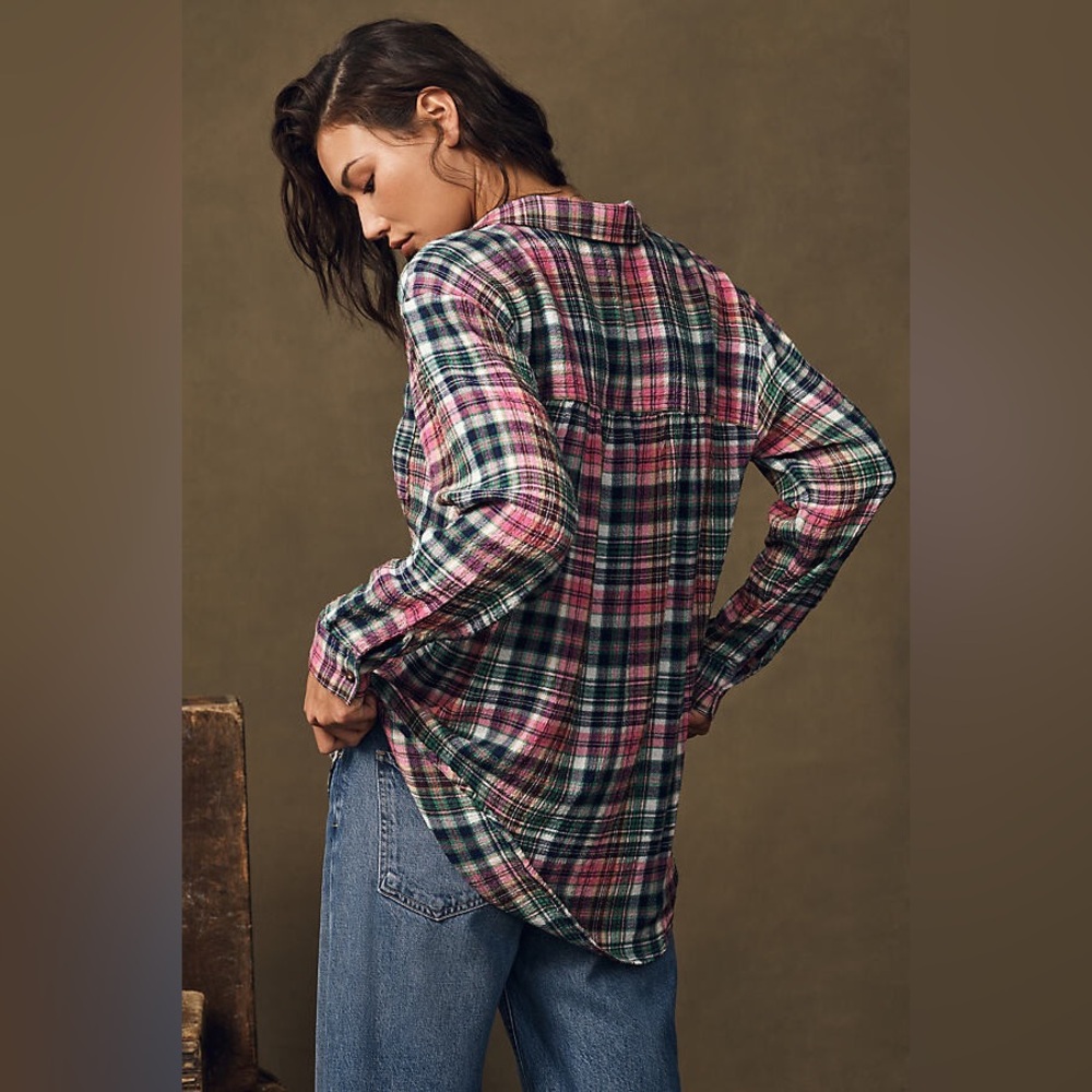 Anthropologie Multicolor Plaid Button Down Shirt - Picture 8 of 8
